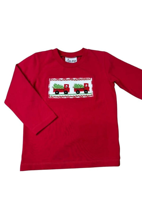 DELANEY Boys Smocked Red Truck Shirt