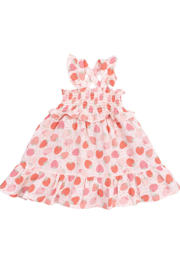 angel dear Strawberry Bliss Smocked Ruffle Sundress