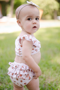 Girl's Ruffle Two-Piece Swim Suit | Seashells