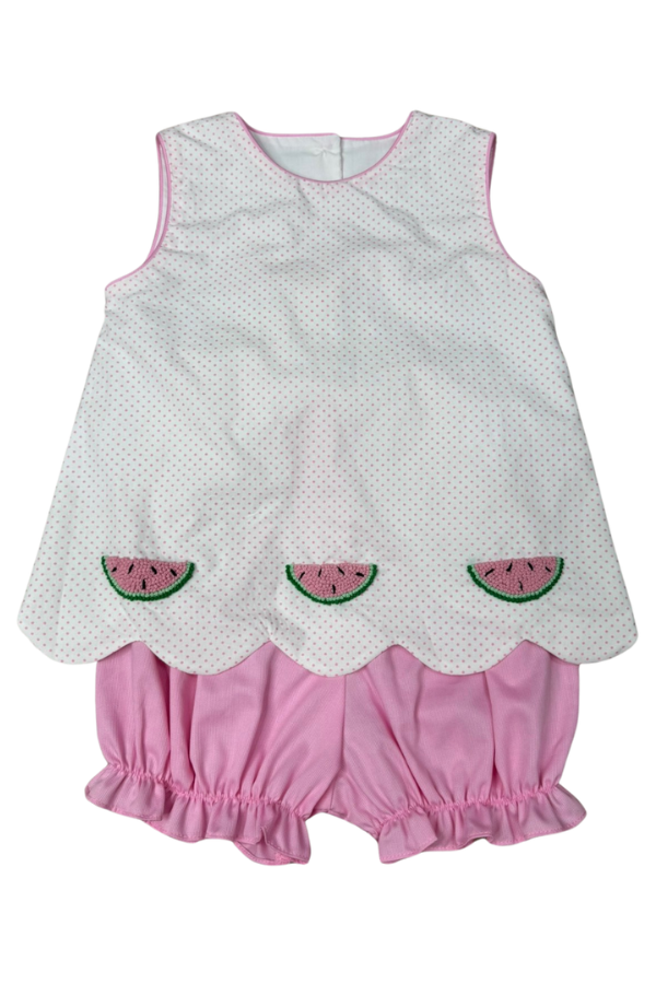 whimsy bay Watermelon Scallop Bow Back Bloomer Set