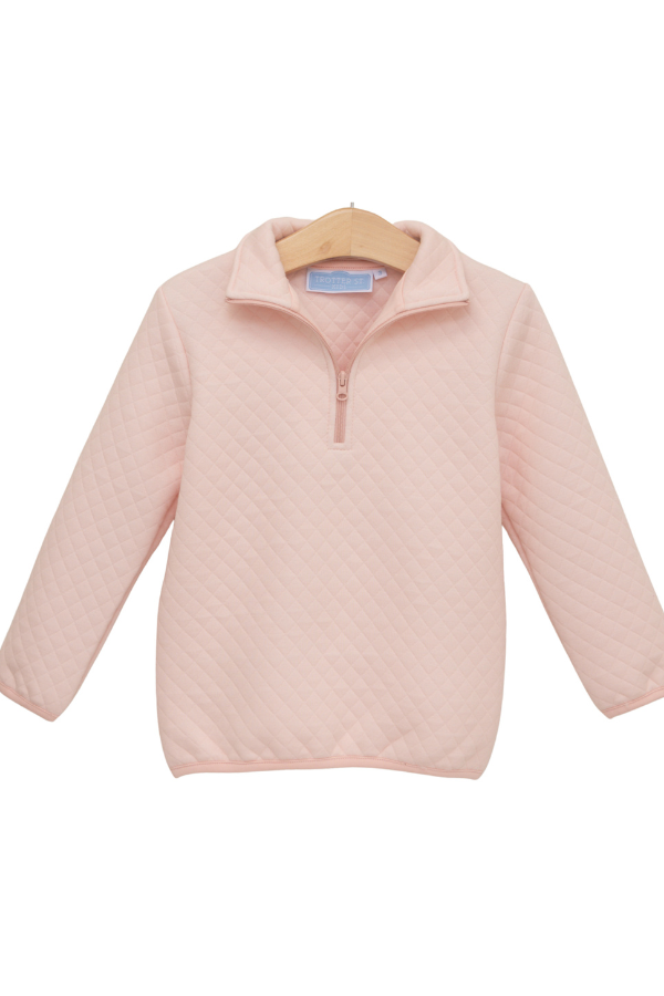 trotter street 1/4 Zip Quilted Pullover | Light pink