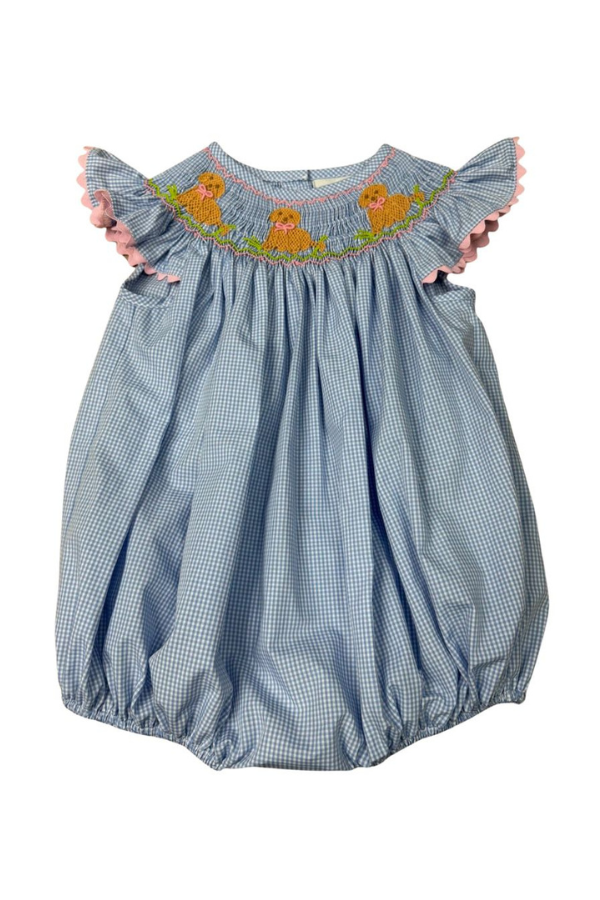 Delaney Smocked Sweet Dogs Bishop Bubble