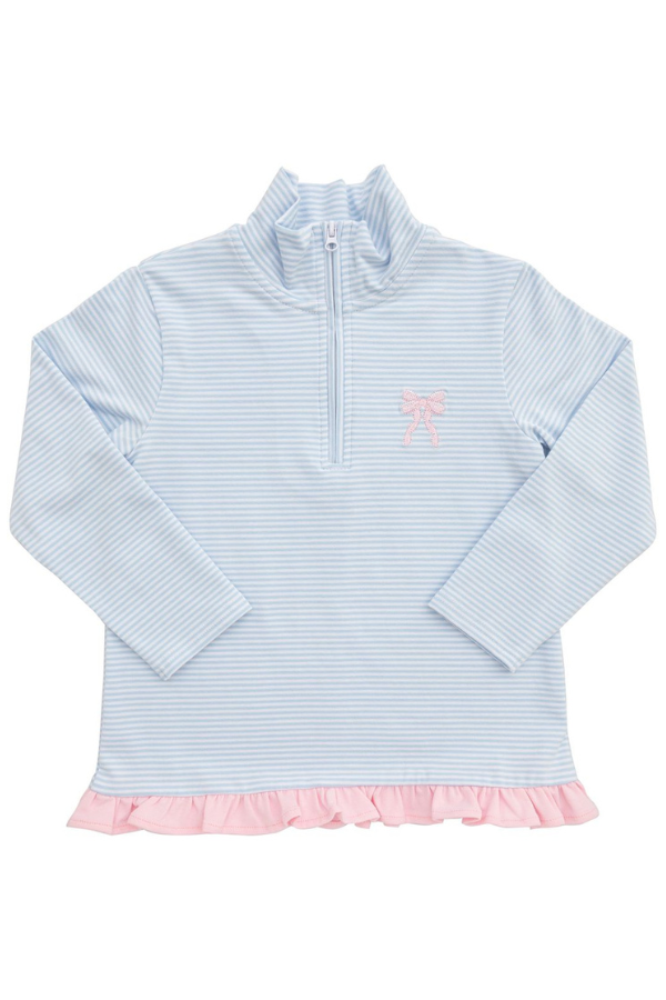 itsy bitsy Bow 1/4 Zip Ruffle Pullover