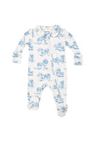 angel dear Farm Toile Blue 2 Way Zipper Footie