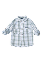 prodoh Founders Kids Fishing Shirt | Posy Green Powder Blue Windowpane