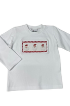 Delaney Boys White LS Smocked Santa Shirt