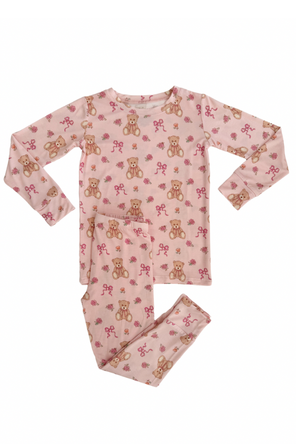 IN MY JAMMERS Teddy Bear and Bow Two Piece Set