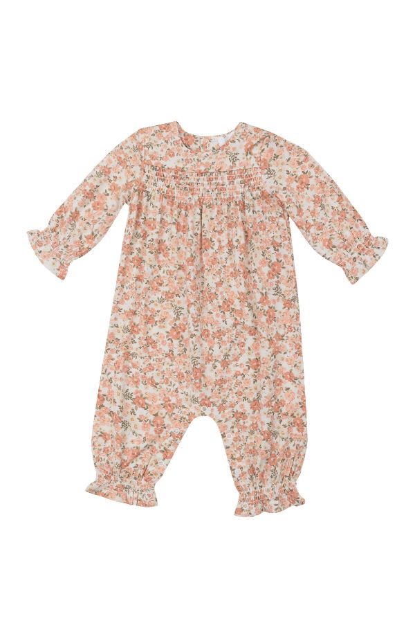 angel dear Sweet Rose Calico Smocked Romper