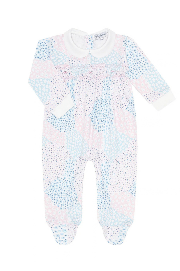 nellapima.Patchwork Smocked Footie