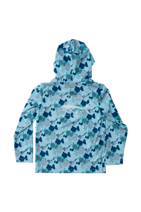 prodoh Pro Performance Hoodie Fishing Tee | Fish Camo White Marlin Fish