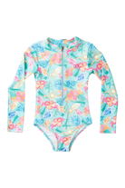 prodoh Girls' Surf and Turf One Piece Swimsuit | Palm Paradise Print