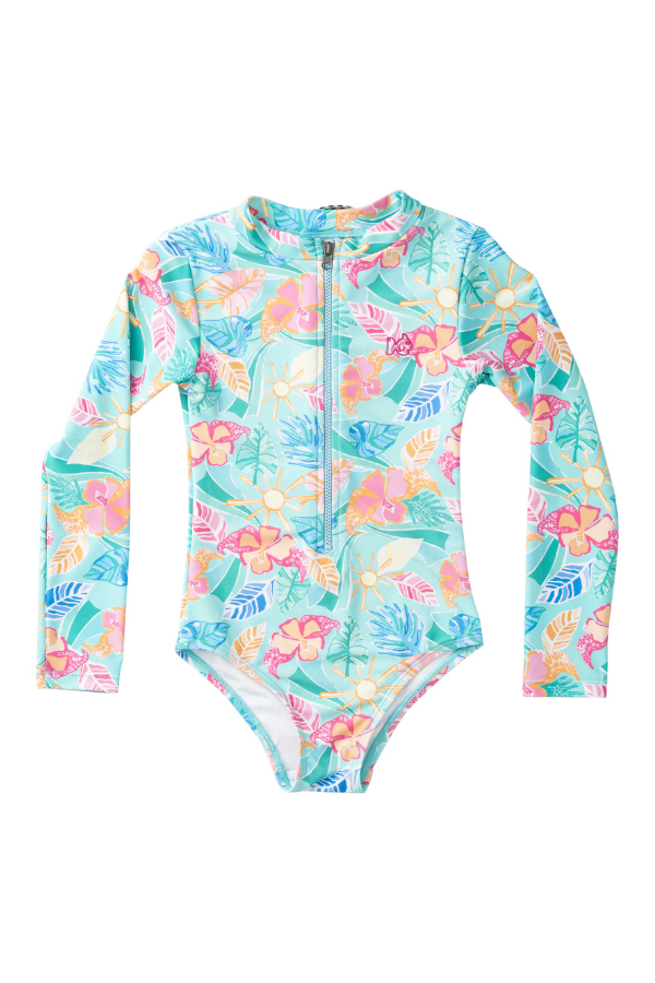 prodoh Girls' Surf and Turf One Piece Swimsuit | Palm Paradise Print