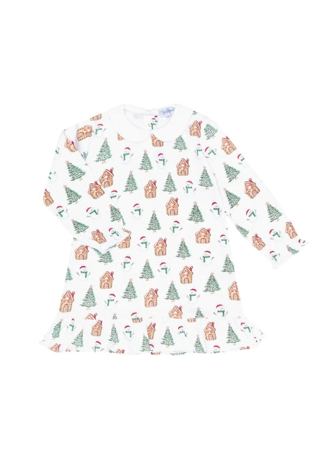 Wonderland Christmas Print Long Sleeve Playtime Dress