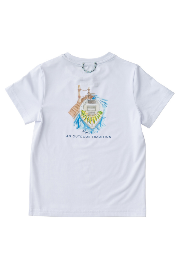 prodoh Pro Performance Short Sleeve Fishing Tee Bright | White with Mahi Catch of the Day