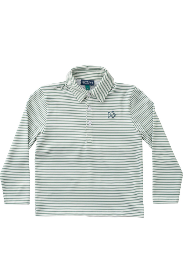 prodoh Boys Long Sleeve Pro Performance Polo | Spruce Stripe