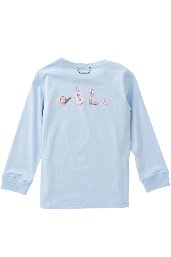 PRODOH Girls' Long Sleeve Cotton Tee | Cashmere Blue