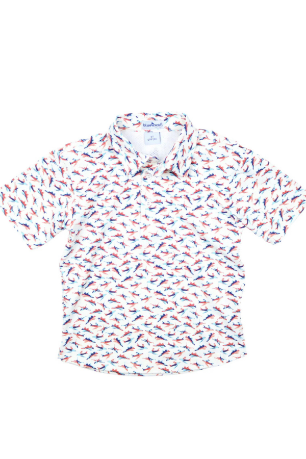 blue quail Jets Polo Short Sleeve Shirt