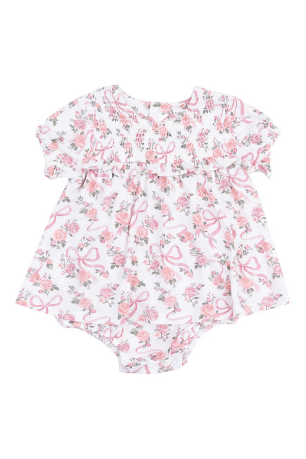 angel dear Ribbon & Flowers Smocked Ruffle Bubble With Skirt