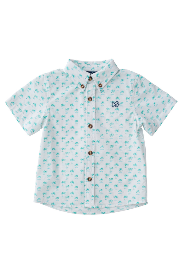 PRODOH Boys' Short Sleeve Fishing Shirt | Palm Tree Print