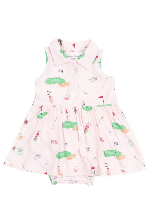angel dear Golf Things Pink Polo Collar Bodysuit Dress