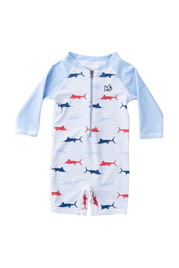 prodoh Lil Reef Baby Rashguard Swimsuit | Windsurfer Fish Print