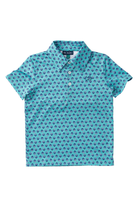 prodoh Boys' Short Sleeve Pro Performance Polo | Marine Green Shell Print