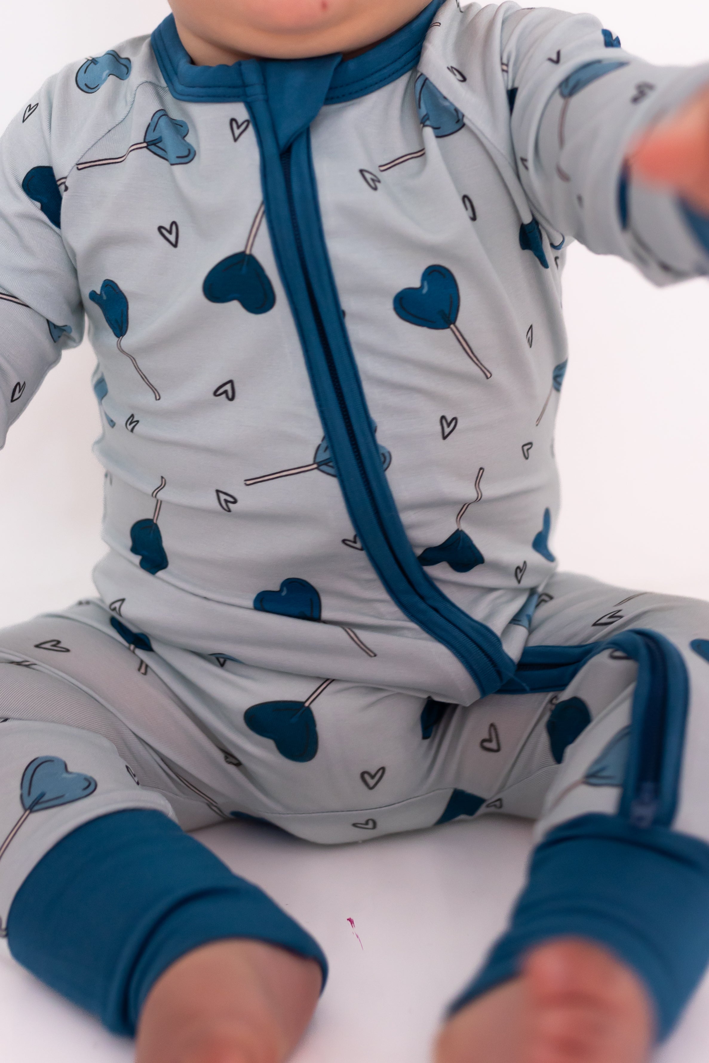 in my jammers Blue Sugar Rush Zipper Romper