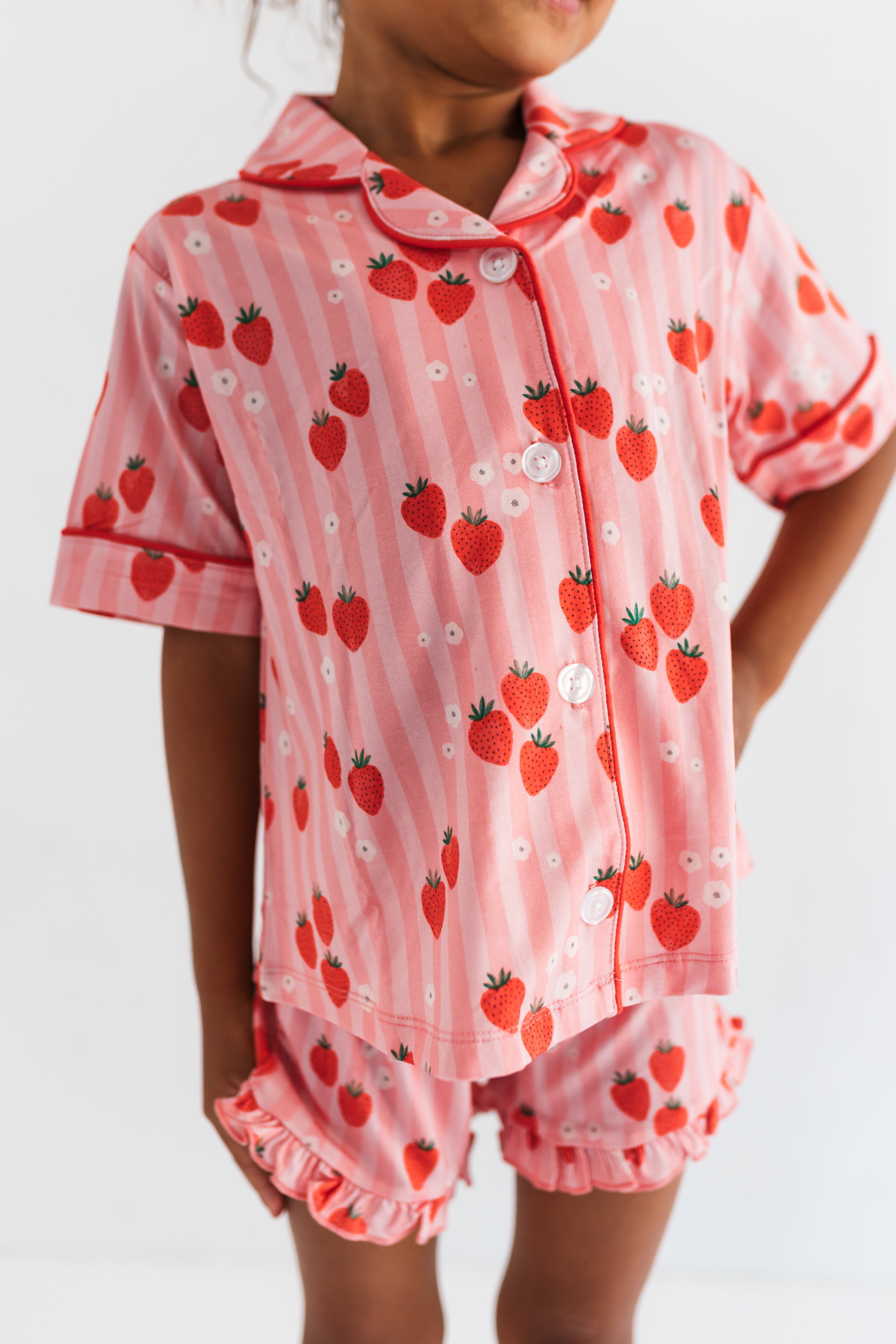 in my jammers Red Strawberry Button Up Short Set