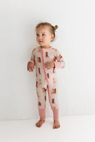 IN MY JAMMERS Pink Pup Friends Zipper Romper