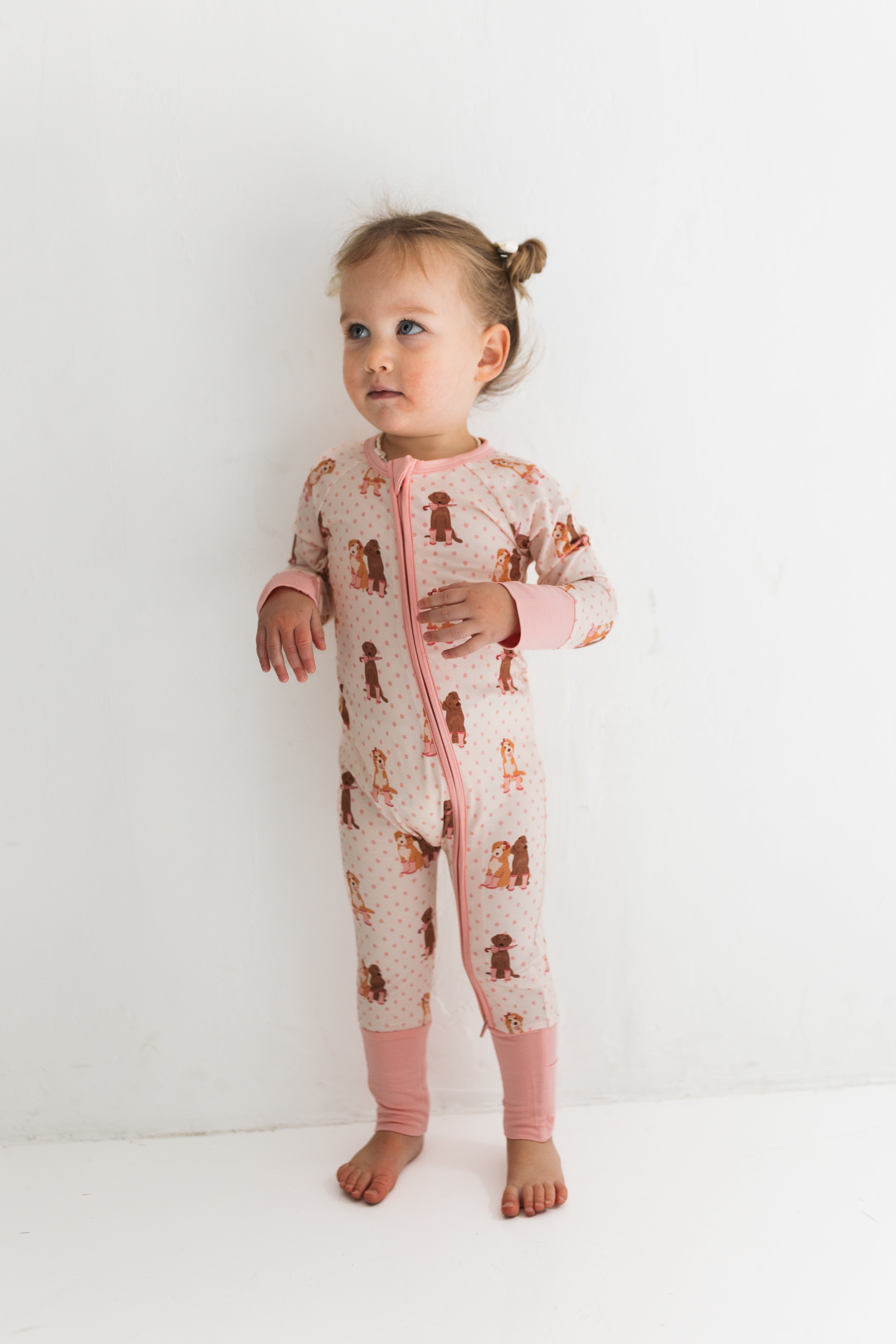 IN MY JAMMERS Pink Pup Friends Zipper Romper