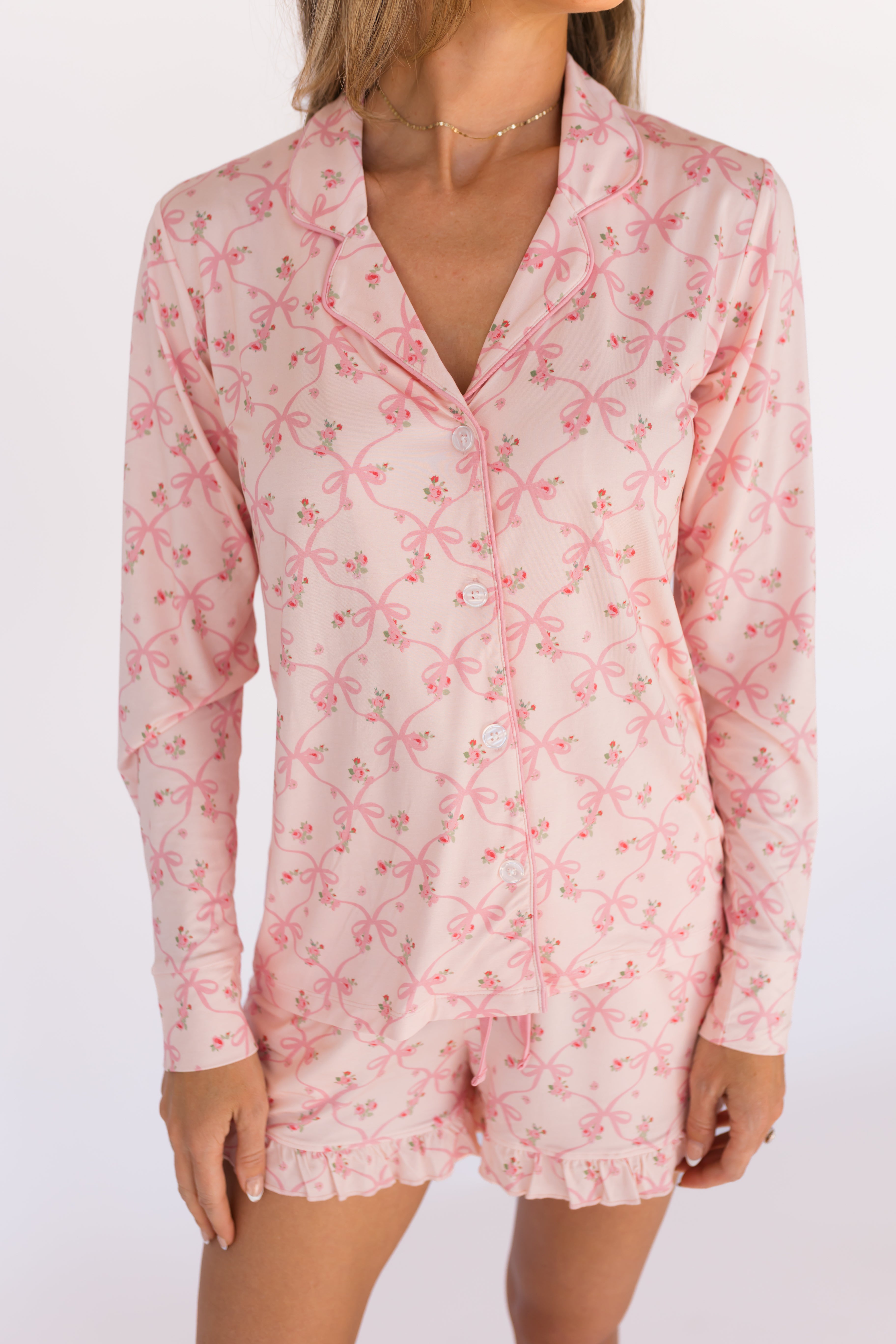 IN MY JAMMERS Rosie Bow Women's Long Sleeve Short Set