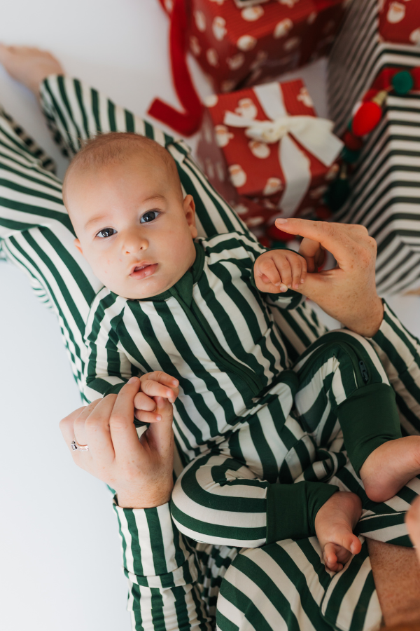 in my jammers Green Stripe Zipper Romper