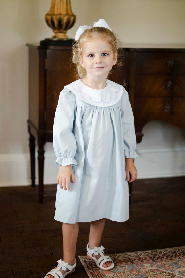 Sophie & Lucas scallop blue dress