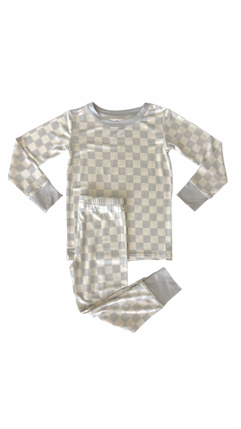 Muted Blue Checkered Two Piece