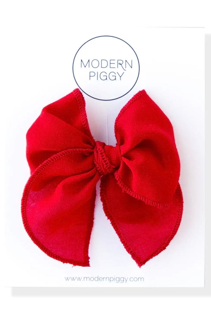 modern piggy Petite Party Bow Nylon Headband | Red