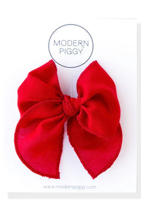 modern piggy Petite Party Bow Nylon Headband | Red