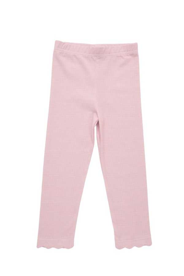 TROTTER STREET Scalloped Leggings | Light PINK MICROGINGHAM