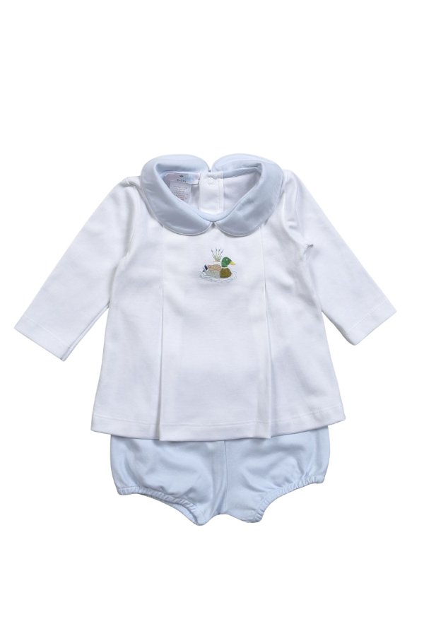 baby loren Blue Mallard Embroidered Bloomers Set