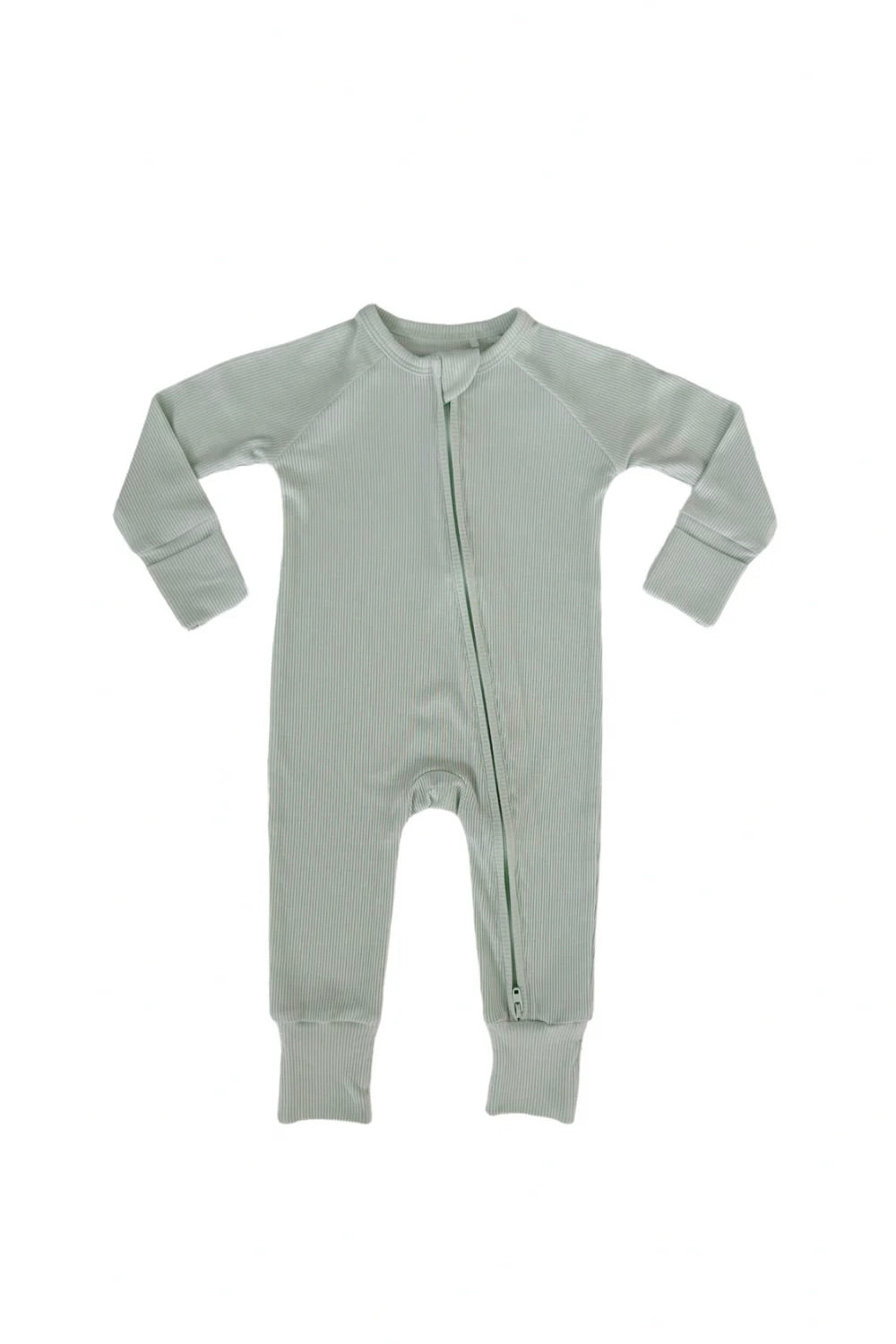 in my jammers Morning Mist Ribbed Zipper Romper