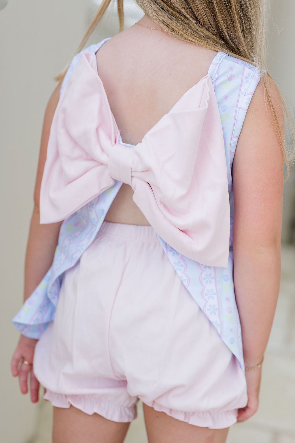 James and Lottie Lottie bloomer set blue floral scallop