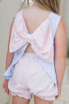 James and Lottie Lottie bloomer set blue floral scallop