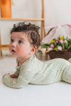 in my jammers Green Little Goose Zipper Romper