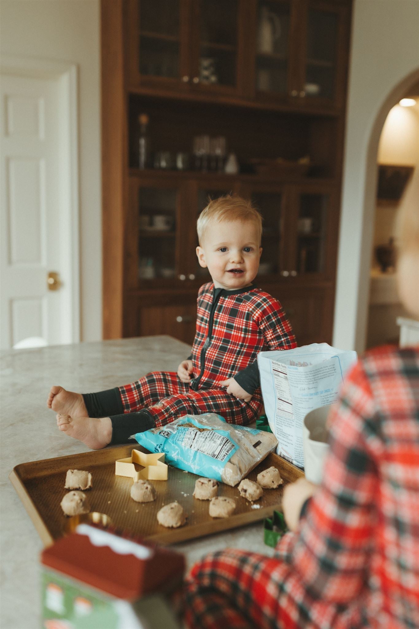 in my jammers Home for the Holidays Plaid Zipper Romper