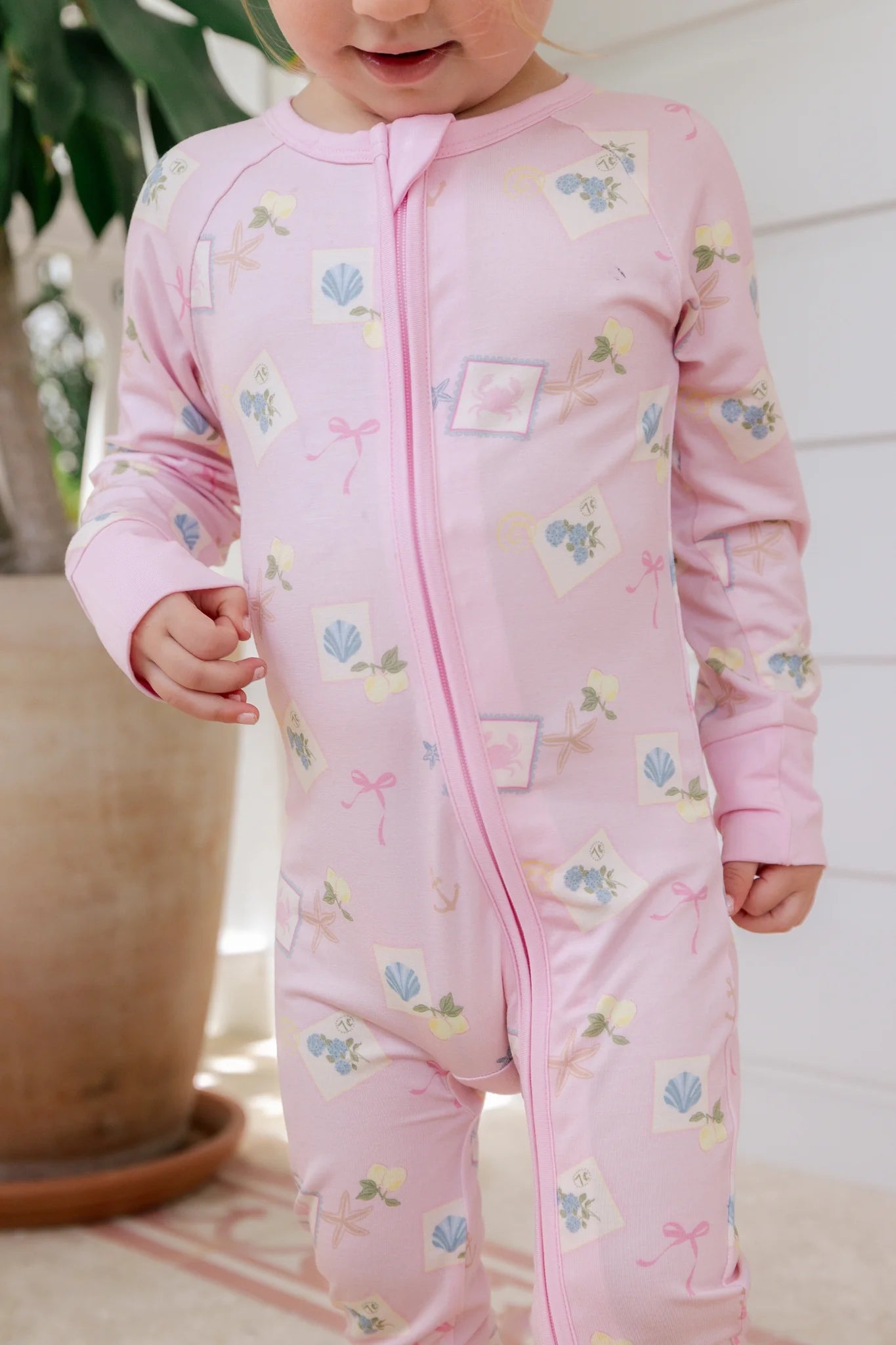 In My Jammers Little Coastal Notes Zipper Romper 
