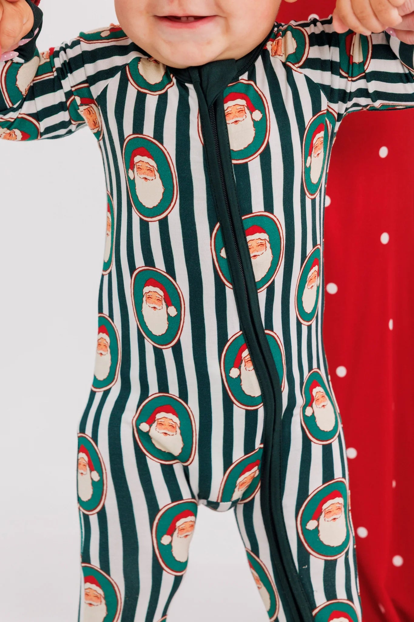 In My Jammers Green Santa Claus Lane Zipper Romper