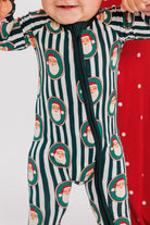 In My Jammers Green Santa Claus Lane Zipper Romper