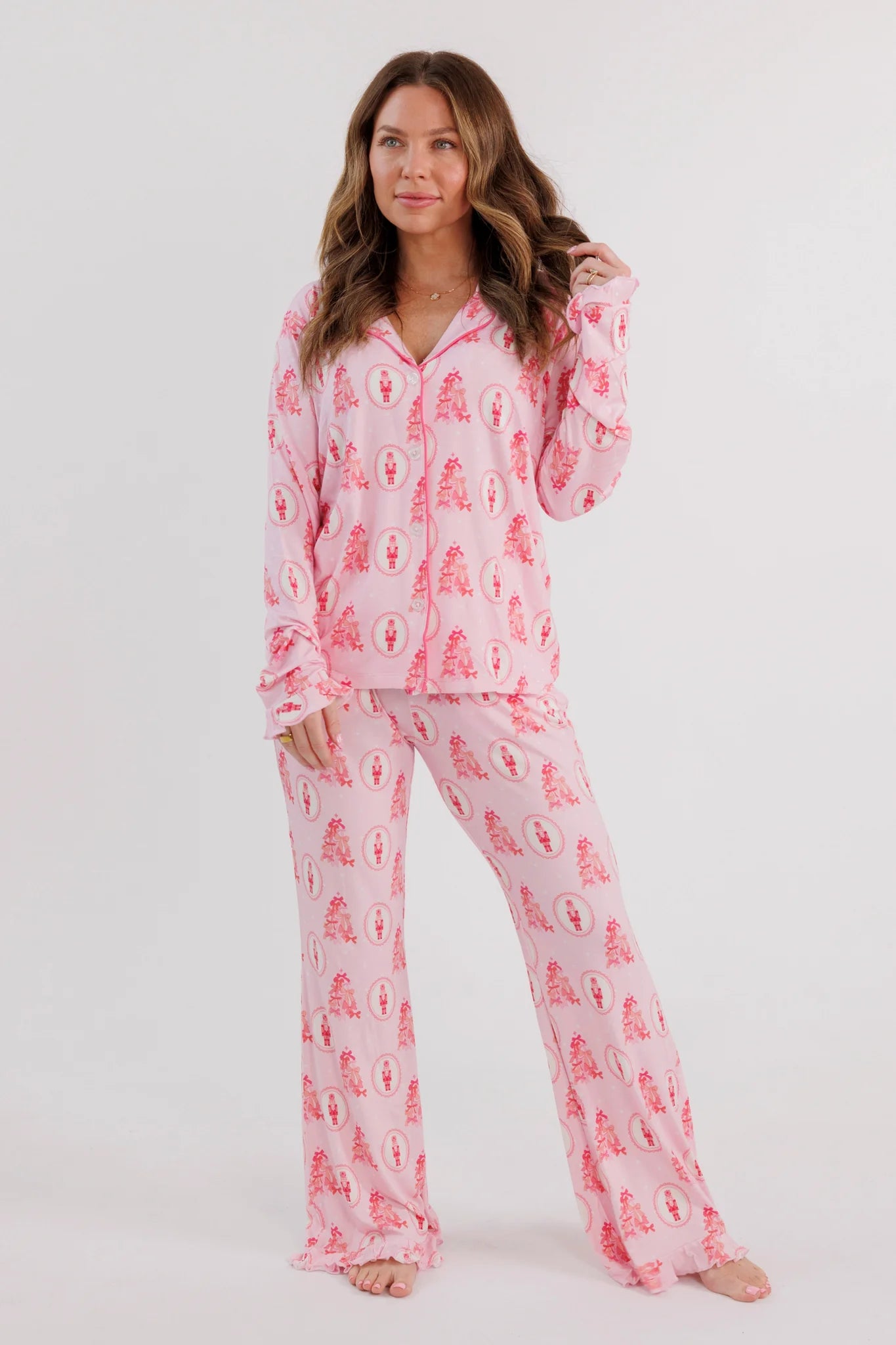 IN MY JAMMERS Wrapped in Bows Women's Long Sleeve Ruffle Set
