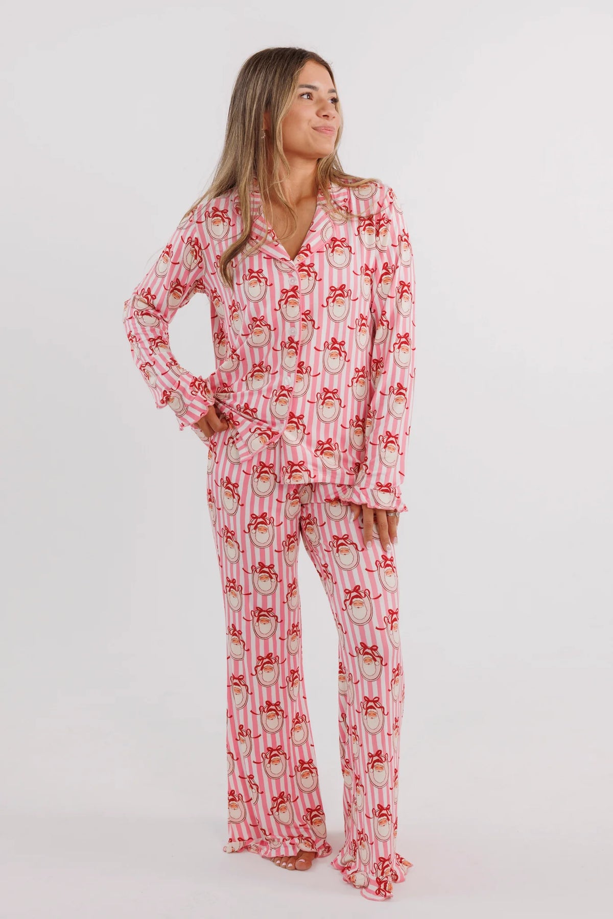 In my Jammers Pink Santa Claus Lane Women's Long Sleeve Ruffle Set
