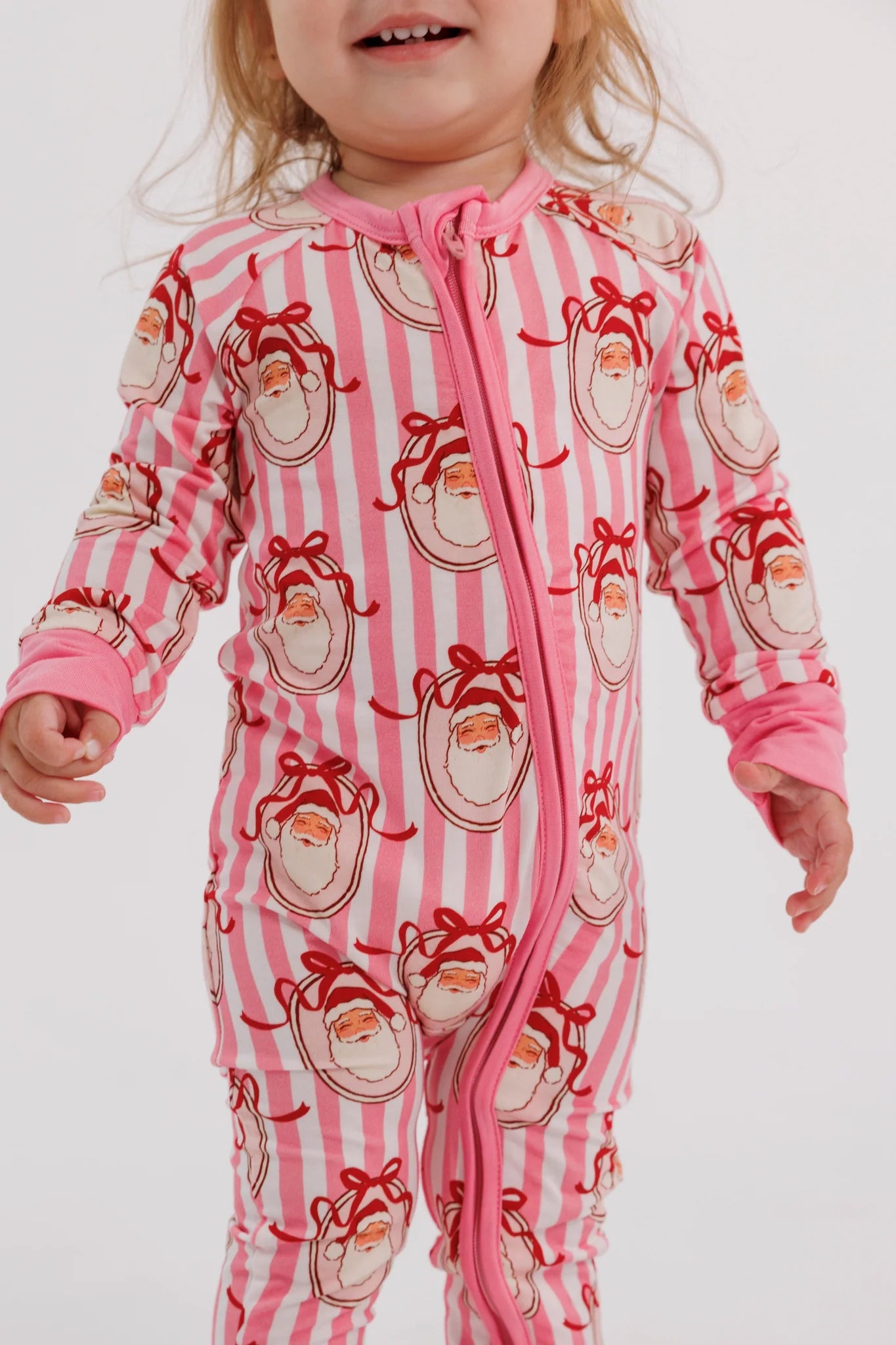 IN MY JAMMERS Pink Santa Claus Lane Zipper Romper