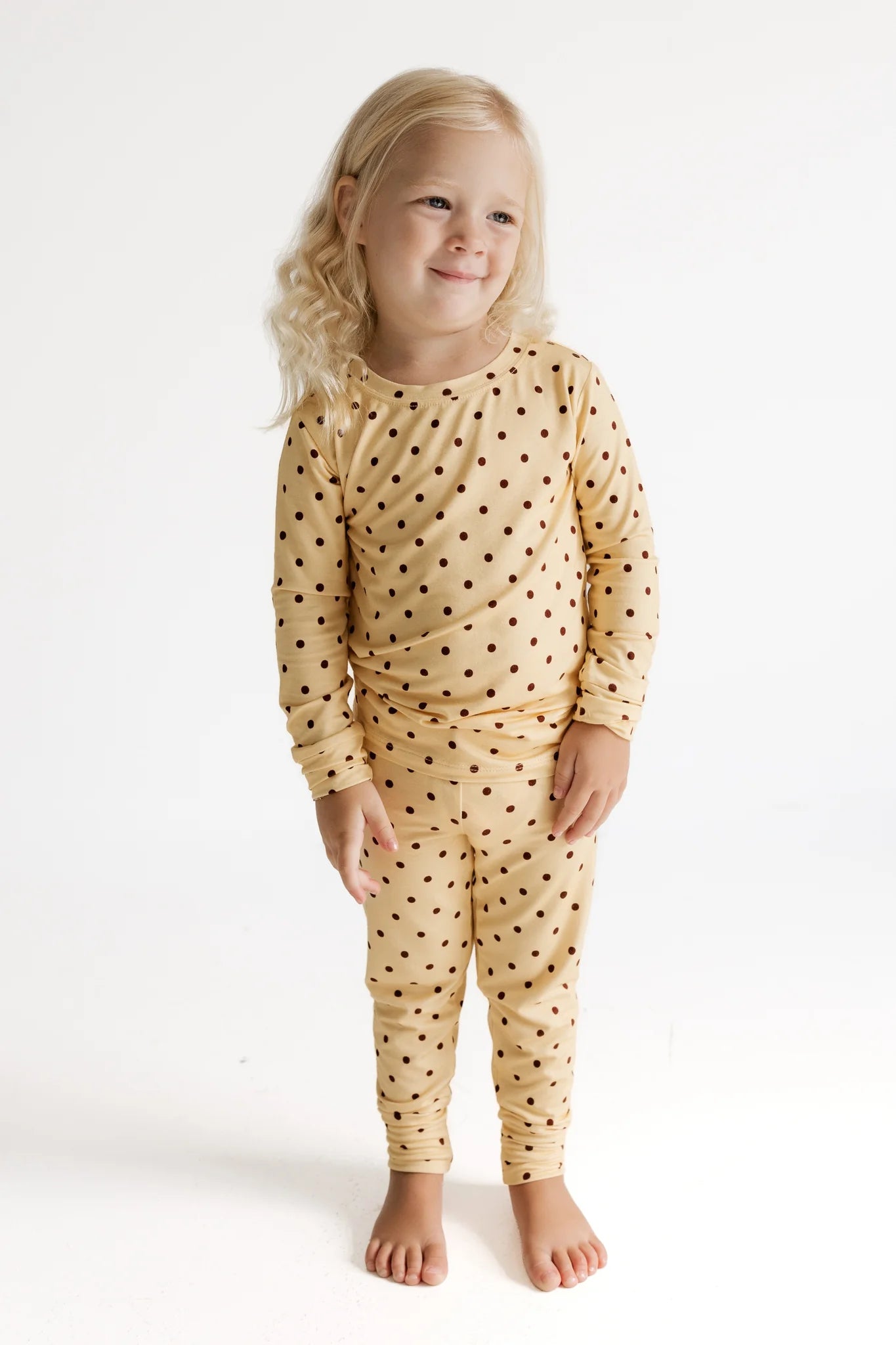 In My Jammers Yellow and Brown Polka Dot Two Piece Set
